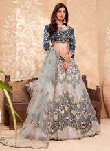 Load image into Gallery viewer, Teal Blue Heavy Floral Embroidered Stylish Lehenga Choli fashionandstylish.myshopify.com
