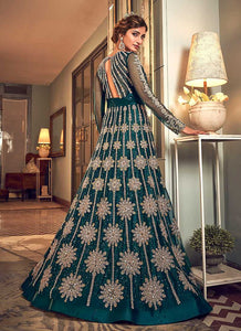 Teal Colour Heavy Embroidered Gown Style Anarkali Suit fashionandstylish.myshopify.com