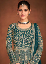 Load image into Gallery viewer, Teal Heavy Embroidered Designer Gown Style Anarkali fashionandstylish.myshopify.com
