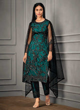 Load image into Gallery viewer, Teal Heavy Embroidered Designer Stylish Pant Suit fashionandstylish.myshopify.com
