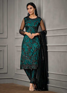 Teal Heavy Embroidered Designer Stylish Pant Suit fashionandstylish.myshopify.com