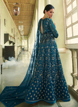 Load image into Gallery viewer, Teal Heavy Embroidered Kalidar Anarkali Suit

