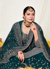 Load image into Gallery viewer, Teal and Gold Embroidered Gharara Suit fashionandstylish.myshopify.com
