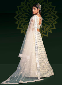 White Colour Embroidered Stylish Lehenga Choli