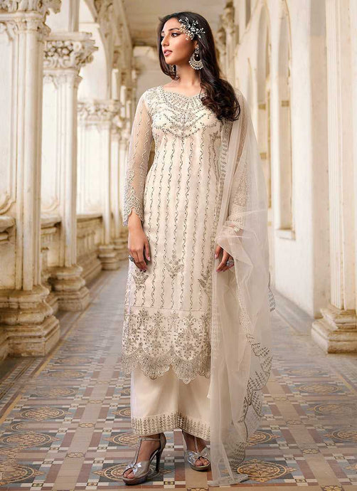 White Heavy Embroidered Stylish Palazzo Suit fashionandstylish.myshopify.com