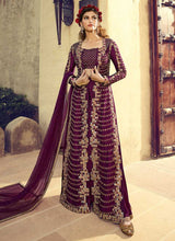 Load image into Gallery viewer, Wine Colour Heavy Embroidered Jacket Style Salwar Suit fashionandstylish.myshopify.com
