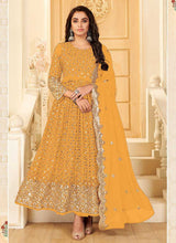 Load image into Gallery viewer, Yellow And Gold Mirror Embroidered Kalidar Gown Style Anarkali fashionandstylish.myshopify.com
