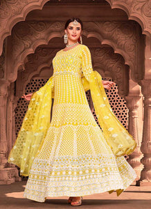 Yellow Color Heavy Embroidered Gown Style Anarkali fashionandstylish.myshopify.com