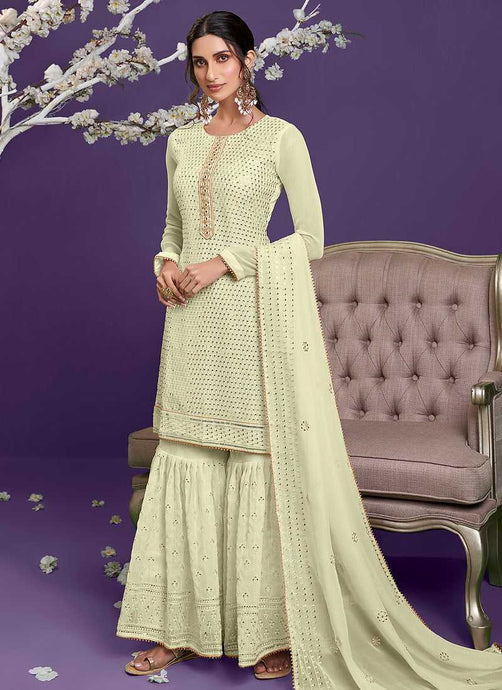 Yellow Embroidered Gharara Style Suit fashionandstylish.myshopify.com