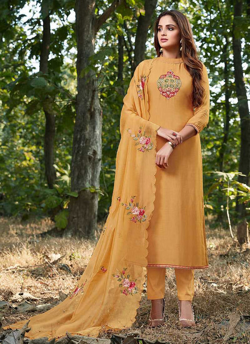 Yellow Embroidered Straight Pant Style Suit fashionandstylish.myshopify.com