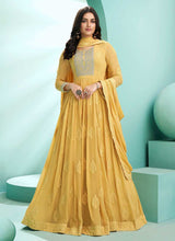 Load image into Gallery viewer, Yellow Embroidered Stylish Kalidar Anarkali Suit fashionandstylish.myshopify.com
