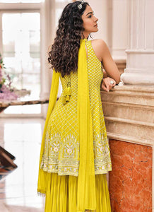 Yellow Embroidered Stylish Sharara Style Suit fashionandstylish.myshopify.com