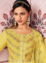 Load image into Gallery viewer, Yellow Floral Embroidered Designer Floor Touch Anarkali fashionandstylish.myshopify.com
