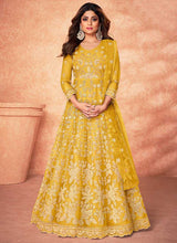 Load image into Gallery viewer, Yellow Floral Embroidered Stylish Kalidar Anarkali fashionandstylish.myshopify.com
