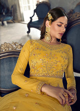 Load image into Gallery viewer, Yellow Floral Heavy Embroidered Gown Style Anarkali
