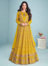 Load image into Gallery viewer, Yellow Gold Sequins Embroidered Kalidar Anarkali
