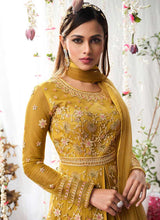 Load image into Gallery viewer, Yellow Heavy Embroidered Designer Kalidar Anarkali Suit fashionandstylish.myshopify.com
