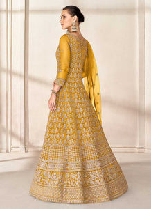 Yellow Heavy Embroidered High Slit Style Anarkali fashionandstylish.myshopify.com