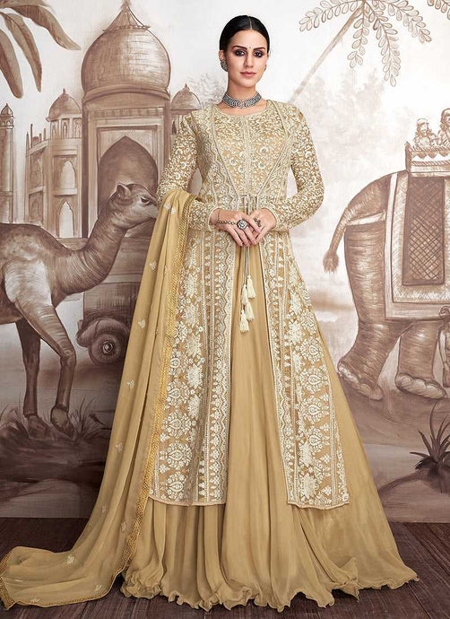 Yellow Heavy Embroidered Jacket Style Anarkali Suit fashionandstylish.myshopify.com