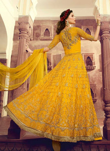 Yellow Heavy Embroidered Pant Style Anarkali fashionandstylish.myshopify.com