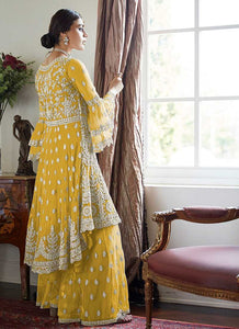 Yellow Heavy Embroidered Sharara Style Suit fashionandstylish.myshopify.com