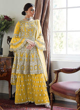 Load image into Gallery viewer, Yellow Heavy Embroidered Sharara Style Suit fashionandstylish.myshopify.com
