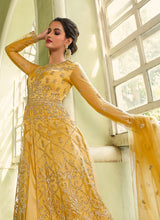 Load image into Gallery viewer, Yellow Heavy Embroidered Slit Style Anarkali

