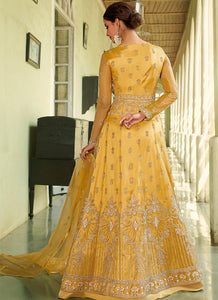 Yellow Heavy Embroidered Slit Style Anarkali