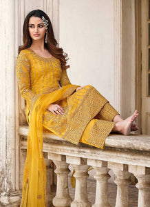 Yellow Heavy Embroidered Stylish Palazzo Suit fashionandstylish.myshopify.com