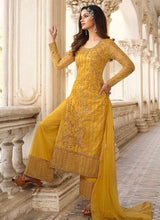 Load image into Gallery viewer, Yellow Heavy Embroidered Stylish Palazzo Suit fashionandstylish.myshopify.com
