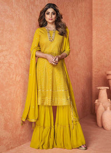 Yellow Stylish Embroidered Gharara Suit fashionandstylish.myshopify.com