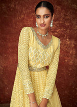 Load image into Gallery viewer, Yellow and Gold Gown Style Embroidered Anarkali Suit fashionandstylish.myshopify.com
