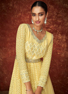 Yellow and Gold Gown Style Embroidered Anarkali Suit fashionandstylish.myshopify.com
