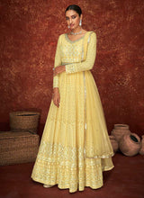 Load image into Gallery viewer, Yellow and Gold Gown Style Embroidered Anarkali Suit fashionandstylish.myshopify.com
