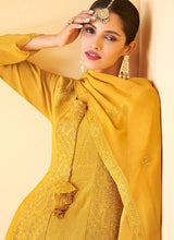 Load image into Gallery viewer, Yellow and Gold Heavy Embroidered Sharara Style Suit fashionandstylish.myshopify.com
