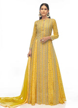 Load image into Gallery viewer, Yellow and Gold Mirror Embroidered Indo Western Style Lehenga fashionandstylish.myshopify.com
