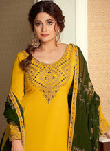 Load image into Gallery viewer, Yellow and Green Embroidered Lehenga Style Anarkali Suit fashionandstylish.myshopify.com
