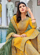 Load image into Gallery viewer, Yellow and Green Heavy Embroidered Palazzo Style Suit fashionandstylish.myshopify.com
