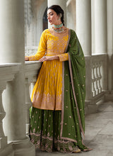 Load image into Gallery viewer, Yellow and Green Heavy Embroidered Stylish Lehenga
